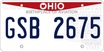 OH license plate GSB2675