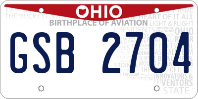 OH license plate GSB2704