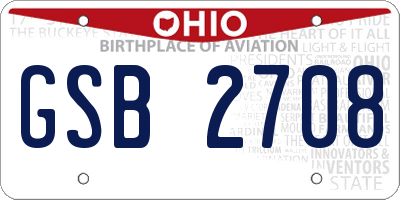 OH license plate GSB2708