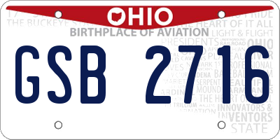 OH license plate GSB2716