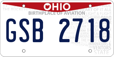 OH license plate GSB2718