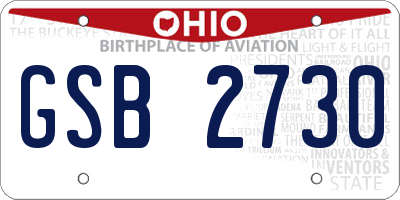 OH license plate GSB2730