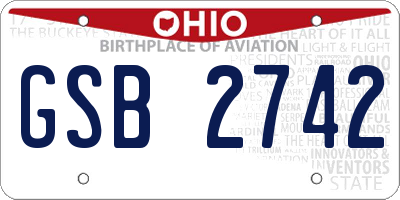 OH license plate GSB2742