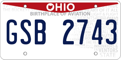 OH license plate GSB2743