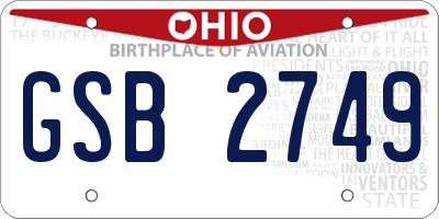 OH license plate GSB2749