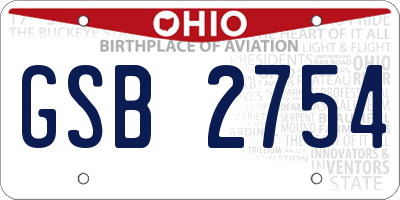 OH license plate GSB2754