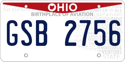 OH license plate GSB2756