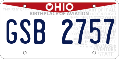 OH license plate GSB2757