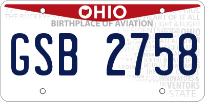 OH license plate GSB2758