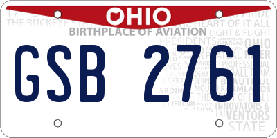 OH license plate GSB2761