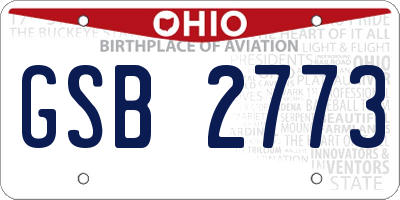 OH license plate GSB2773