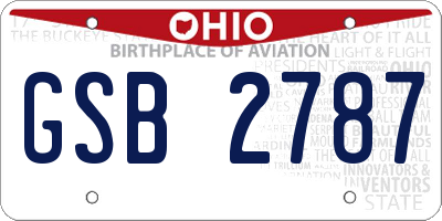 OH license plate GSB2787