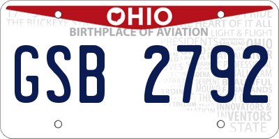 OH license plate GSB2792