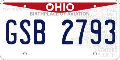 OH license plate GSB2793