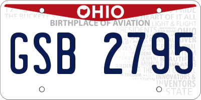 OH license plate GSB2795