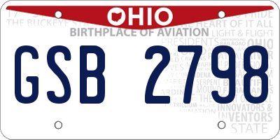 OH license plate GSB2798