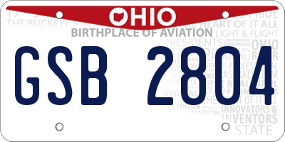 OH license plate GSB2804