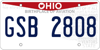 OH license plate GSB2808