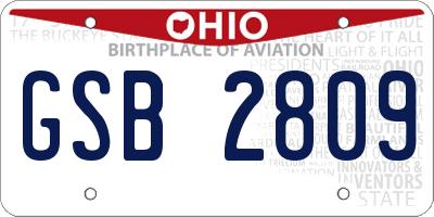 OH license plate GSB2809