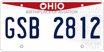 OH license plate GSB2812