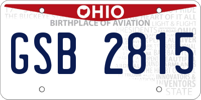 OH license plate GSB2815