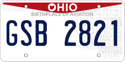 OH license plate GSB2821
