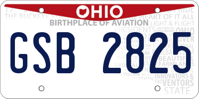 OH license plate GSB2825