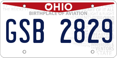 OH license plate GSB2829