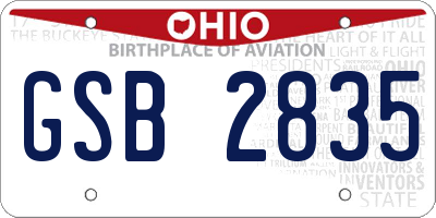OH license plate GSB2835