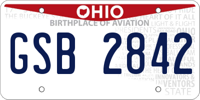 OH license plate GSB2842