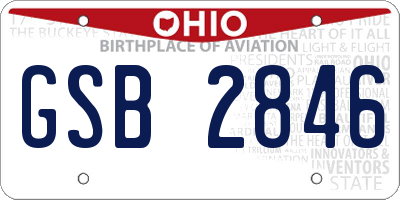 OH license plate GSB2846