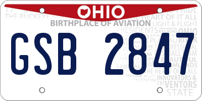 OH license plate GSB2847