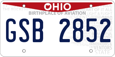 OH license plate GSB2852