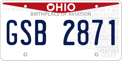 OH license plate GSB2871