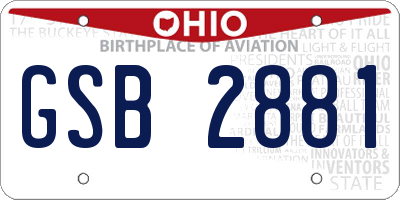 OH license plate GSB2881