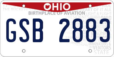 OH license plate GSB2883