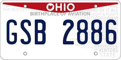 OH license plate GSB2886