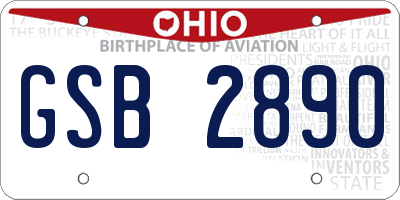 OH license plate GSB2890