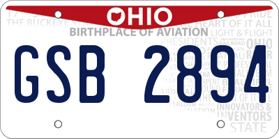 OH license plate GSB2894