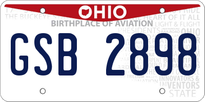 OH license plate GSB2898