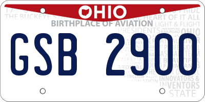 OH license plate GSB2900