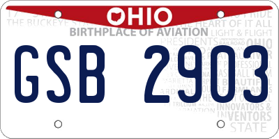 OH license plate GSB2903