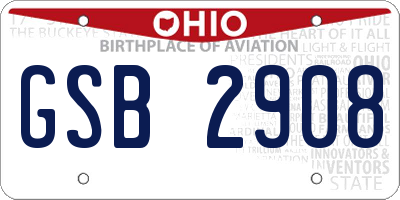 OH license plate GSB2908