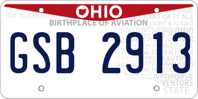 OH license plate GSB2913