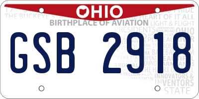 OH license plate GSB2918