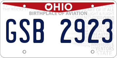 OH license plate GSB2923