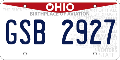 OH license plate GSB2927