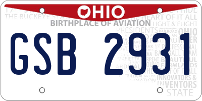 OH license plate GSB2931