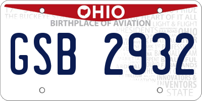 OH license plate GSB2932