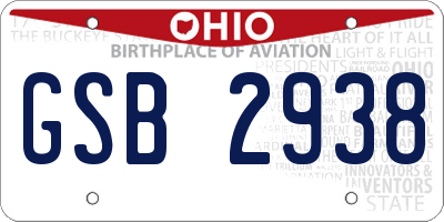 OH license plate GSB2938